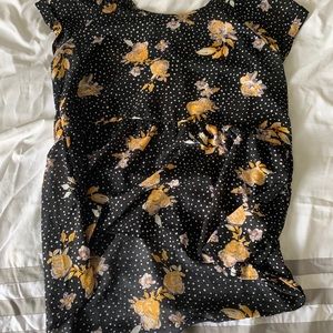 Black with yellow floral blouse